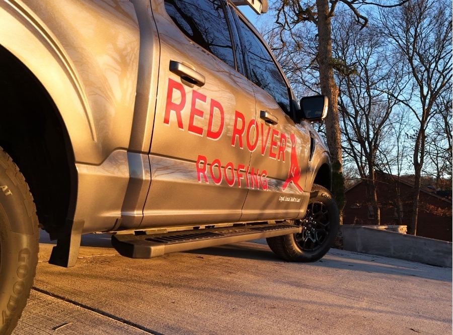 red rover roofing truck
