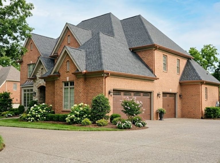 Luxury brick home in Brentwood Tennessee with architectural shingle roof